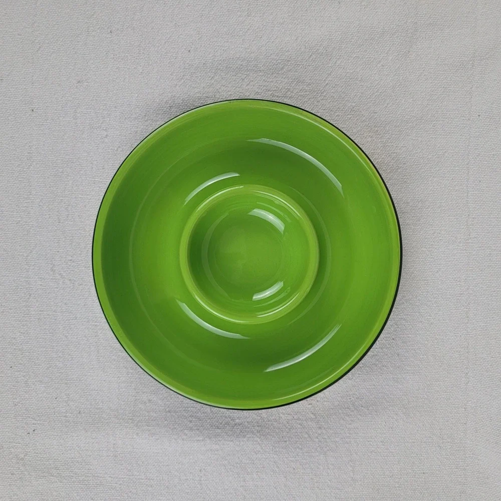Crate & Barrel Margarita Salt sugar Bowl Black Green Citrus Fruit Ceramic 8 Inch